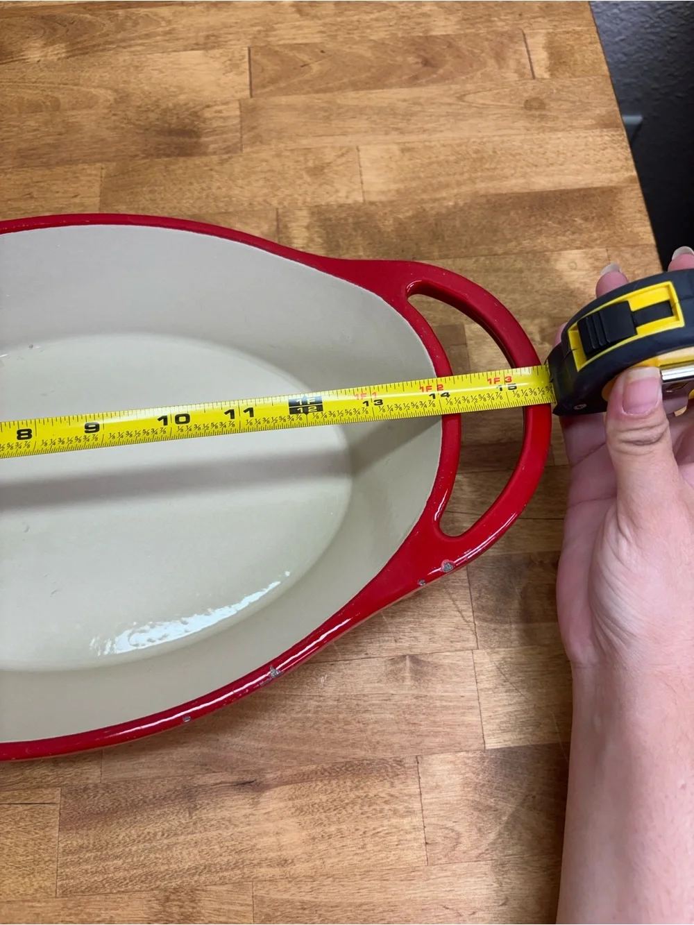 Red Oval Enamel Serving and Baking Dish with Handles